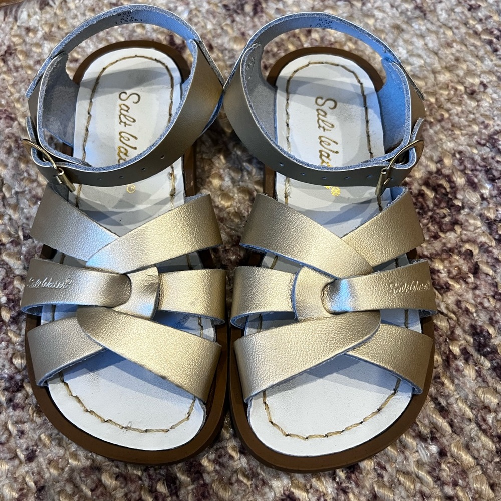 Brand new Saltwater sandals - gold, size 10